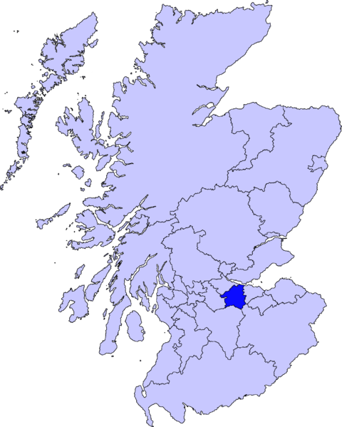 a map of Scotland with West Lothian Council highlighted in dark blue
