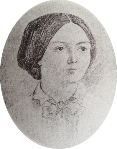 A line drawing of Mary Foley Doyle by Dicky Doyle